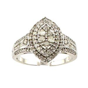 Stunning 1/2 carat Diamond Marquise Cluster Ring - Sterling Silver Size 7
